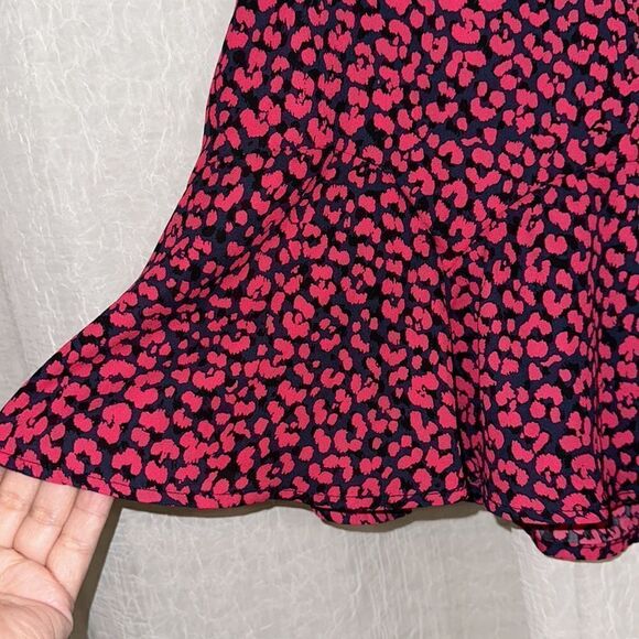 francesca’s M mi ami Godet Pink Animal Print Ruffle Inset Hem Mini Skirt - Picture 3 of 8